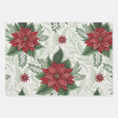 Pretty Green Toile Red Christmas Flower Pattern Geschenkpapier Set (Vorderseite)