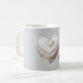 Pretty Grey Faux Lace White Heart Kaffeetasse (Vorderseite Links)