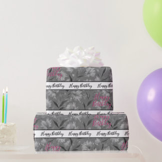 Pretty Grey Floral Geschenkpapier