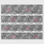 Pretty Grey Floral Geschenkpapier (Flach)