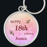 Pretty Happy 18th Birthday Personalised Schlüsselanhänger<br><div class="desc">Pretty Happy 18th Birthday Personalised keychain.</div>