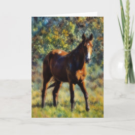 Pretty Horse in Pasture Peaceful Art Card Karte