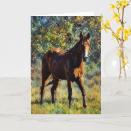 Pretty Horse in Pasture Peaceful Art Card Karte (Gelbe Blume)