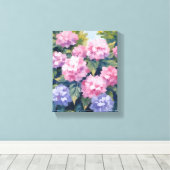 Pretty Hydrangea Blooms | Floral Watercolor Leinwanddruck (Insitu (Holzboden))