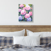 Pretty Hydrangea Blooms | Floral Watercolor Leinwanddruck (Insitu (Schlafzimmer))