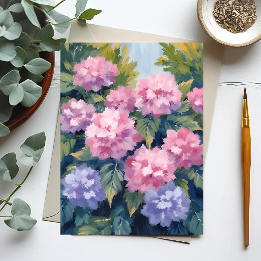 Pretty Hydrangea Blooms | Floral Watercolor Postkarte