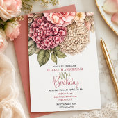 Pretty Hydrangea Rose 100th Birthday Einladung