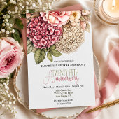 Pretty Hydrangea Rose 25th Anniversary Einladung