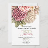 Pretty Hydrangea Rose 30th Anniversary Einladung (Vorderseite)