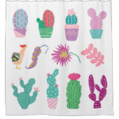 Pretty illustrations cactus Pattern pink green Duschvorhang (Vorderseite)