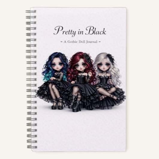 Pretty in Black Gothic Doll Journal Dark Aesthetic Notizblock (Vorderseite)
