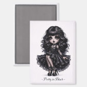 Pretty in Black Gothic Girl Magnet Dark Aesthetic (Vorderseite/Rückseite)