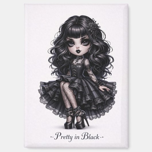 Pretty in Black Gothic Girl Magnet Dark Aesthetic (Vorderseite)