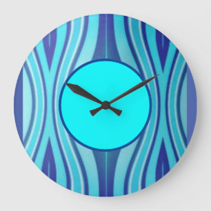 Pretty in Blue Abstract Non Personalized Swirls Große Wanduhr