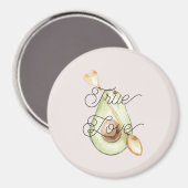 Pretty in Blush Pink Avocado Heart Spoon Magnet (Vorderseite/Rückseite)