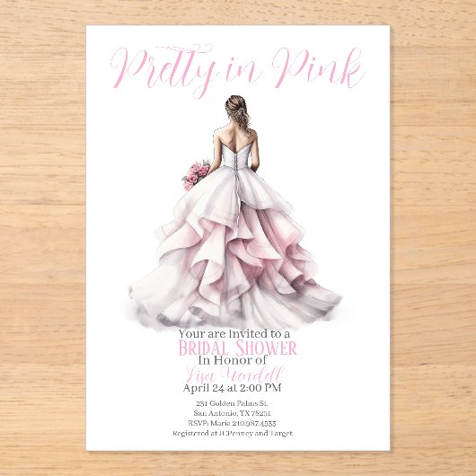 Pretty in Pink Bridal Shower Invitation  Acryleinladungen (Vorderseite)