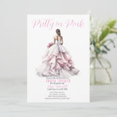 Pretty in Pink Bridal Shower Invitation  Einladung (Stehend Vorderseite)