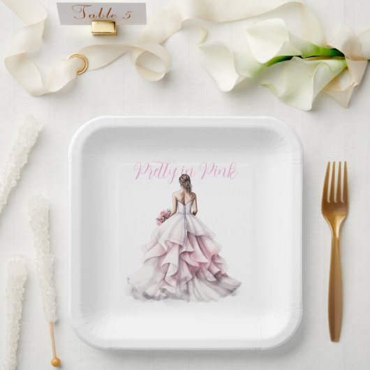 Pretty in Pink Bridal Shower Paper Plates Pappteller (Hochzeit)