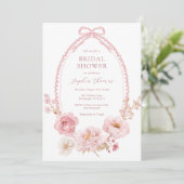 Pretty in Pink Floral Bridal Shower  Einladung (Stehend Vorderseite)