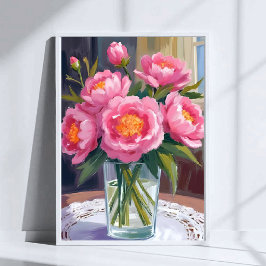 Pretty in Pink Flower Bouquet | Peony Floral Poster
