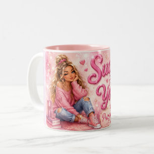Pretty In Pink Girly Girl Trendy Sucker für Dich Zweifarbige Tasse
