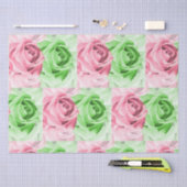 Pretty in Pink & Green Rose Tissue Wrap Seidenpapier (Handwerk)