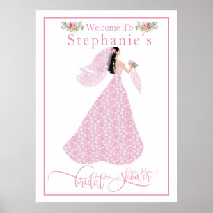"Pretty In Pink" Hochzeitsdusche Willkommen Poster