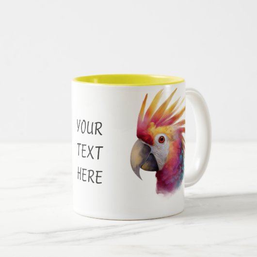 Pretty in Pink Parrot – Whimsical Bird Zweifarbige Tasse (VorderseiteRechts)