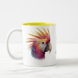 Pretty in Pink Parrot – Whimsical Bird  Zweifarbige Tasse