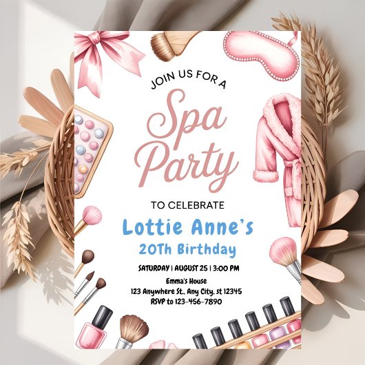 Pretty In Pink Spa Party Einladung