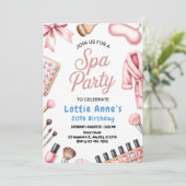 Pretty In Pink Spa Party Einladung (Stehend Vorderseite)