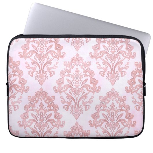 Pretty in Pink Victorian Damask Watercolor Pattern Laptopschutzhülle (Vorderseite)