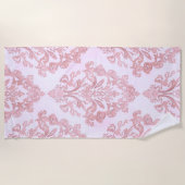 Pretty in Pink Victorian Damask Watercolor Pattern Strandtuch (Vorderseite)