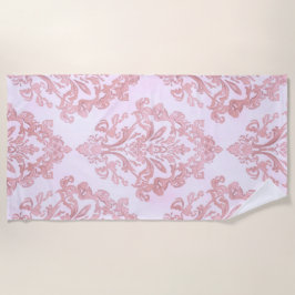 Pretty in Pink Victorian Damask Watercolor Pattern Strandtuch