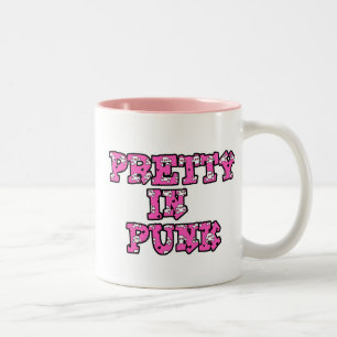 Pretty in Punk-Totenkopf-Text, Pretty in Punk... Zweifarbige Tasse