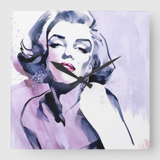 Pretty in Purple Quadratische Wanduhr (Vorderseite)