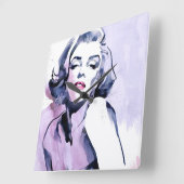 Pretty in Purple Quadratische Wanduhr (Winkel)