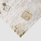 Pretty Ivory Roses on Simulated Text and Stamps Seidenpapier (Ausschnitt)