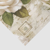 Pretty Ivory Roses with Simulated Text and Stamps Seidenpapier (Ausschnitt)