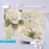 Pretty Ivory Roses with Simulated Text and Stamps Seidenpapier (Handwerk)