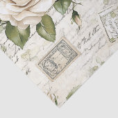 Pretty Ivory Roses with Simulated Text and Stamps Seidenpapier (Ausschnitt)