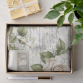 Pretty Ivory Roses with Simulated Text and Stamps Seidenpapier (Geschenk)