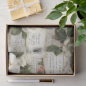 Pretty Ivory Roses with Simulated Text and Stamps Seidenpapier (Geschenk)