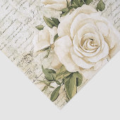 Pretty Ivory Roses with Simulated Text and Stamps Seidenpapier (Ausschnitt)