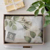 Pretty Ivory Roses with Simulated Text and Stamps Seidenpapier (Geschenk)