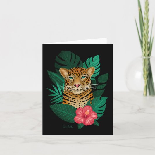 Pretty Jungle Leopard Floral Art | Green Black (Vorderseite)