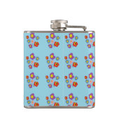 Pretty Ladybug and Flowers Light Blue Pattern Flachmann (Rückseite)