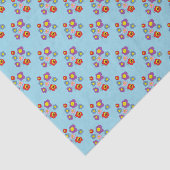 Pretty Ladybugs and Flower Pattern Blue Seidenpapier (Ausschnitt)