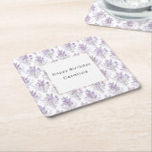 Pretty Lavender Flowers Birthday Rechteckiger Pappuntersetzer (angewinkelt)