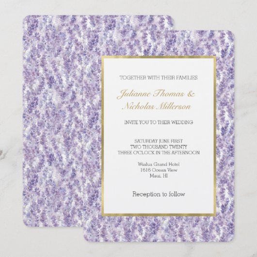 Pretty Lavender Flowers Wedding Einladung (Vorne/Hinten)